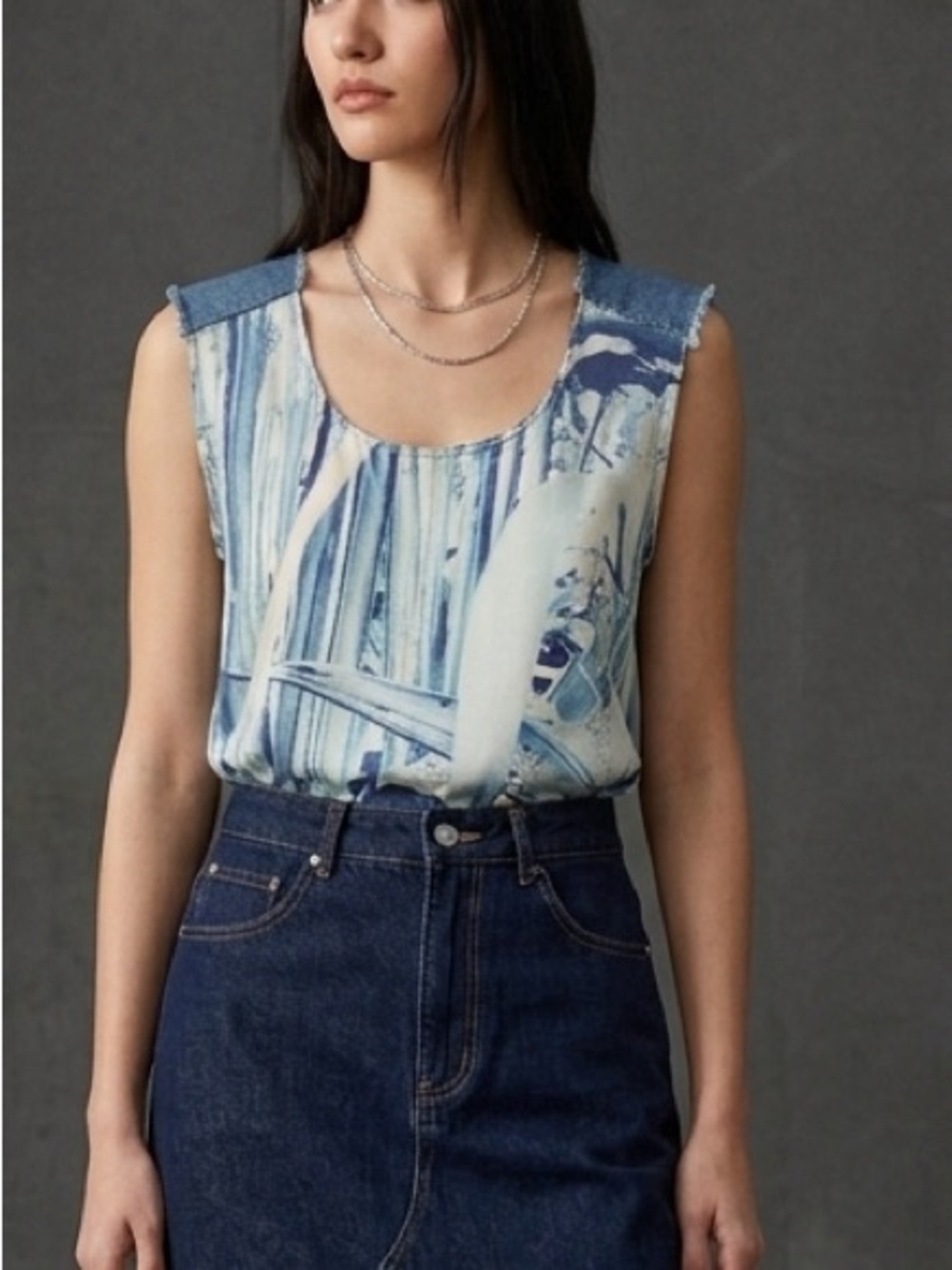 CLOSED silk and denim tank, size M